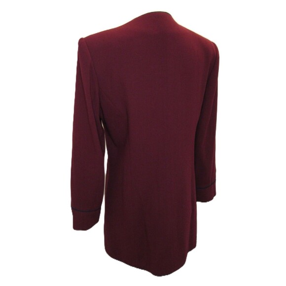 Burgundy Blazer Navy Buttons Womens 8 En Avance Haute De Gamme VTG Shoulder Pads - Picture 10 of 12